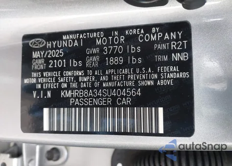 2025 Hyundai Venue Se z USA, uszkodzony, nr VIN KMHRB8A34SU404564